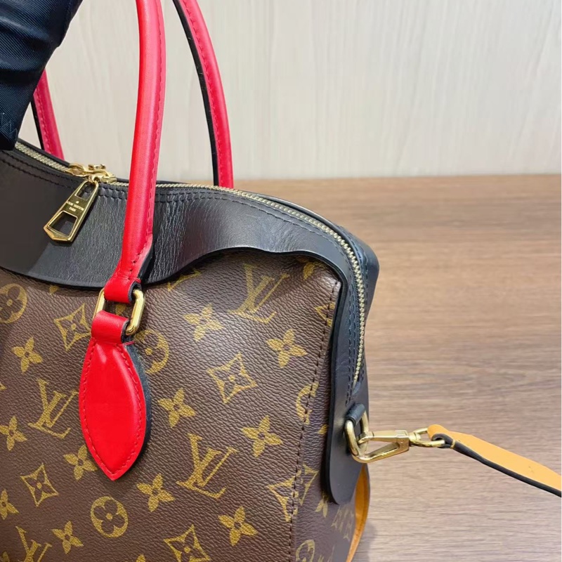 LV路易威登Tuileries中號 老花拼皮手提單肩包-11