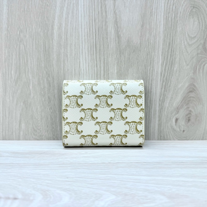 CELINE白色凱旋門三折短夾10D782CQH-1