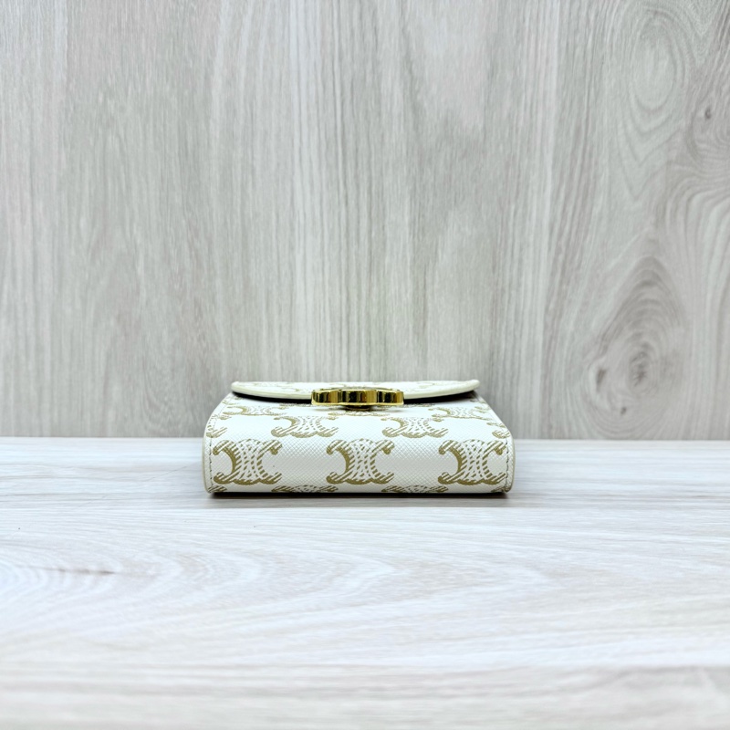 CELINE白色凱旋門三折短夾10D782CQH-4