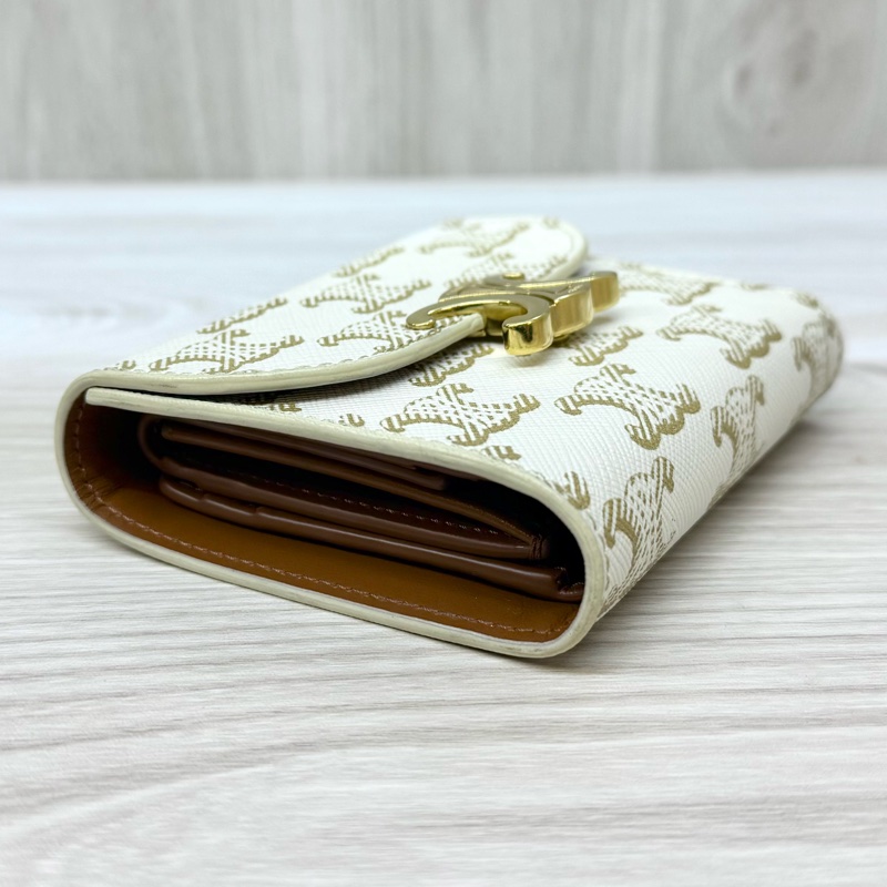 CELINE白色凱旋門三折短夾10D782CQH-12