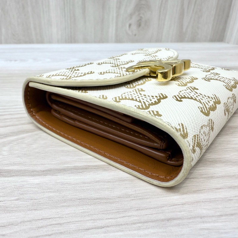 CELINE白色凱旋門三折短夾10D782CQH-14