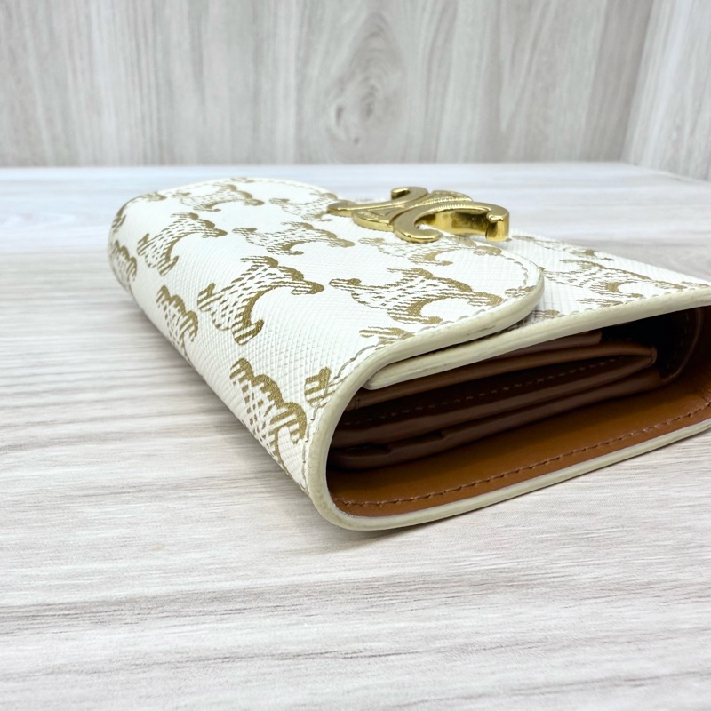 CELINE白色凱旋門三折短夾10D782CQH-15