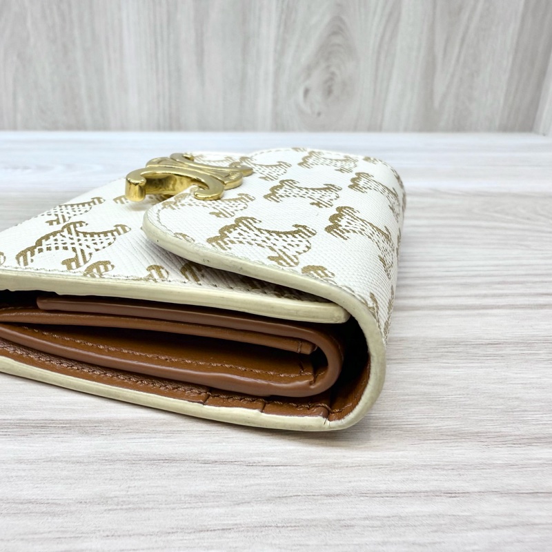 CELINE白色凱旋門三折短夾10D782CQH-16