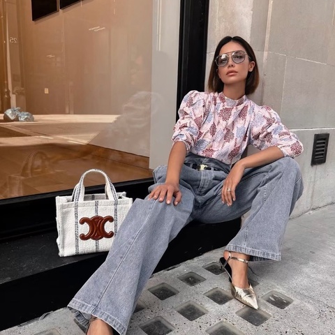 CELINE 浮雕凱旋門提花條紋托特包26*18.5*13 98新配件塵袋