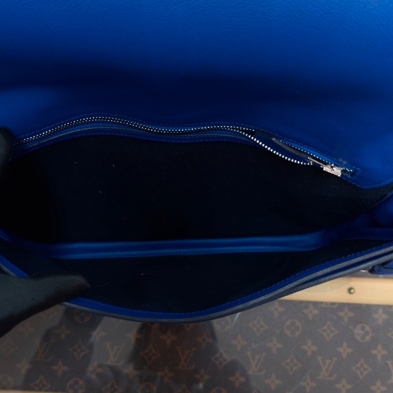 HERMES 海軍藍銀扣 Steve light junior肩背斜背郵差包33*26*5 98新配件盒子塵袋購證-2