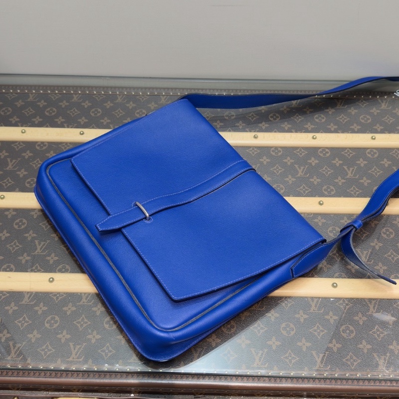 HERMES 海軍藍銀扣 Steve light junior肩背斜背郵差包33*26*5 98新配件盒子塵袋購證-4