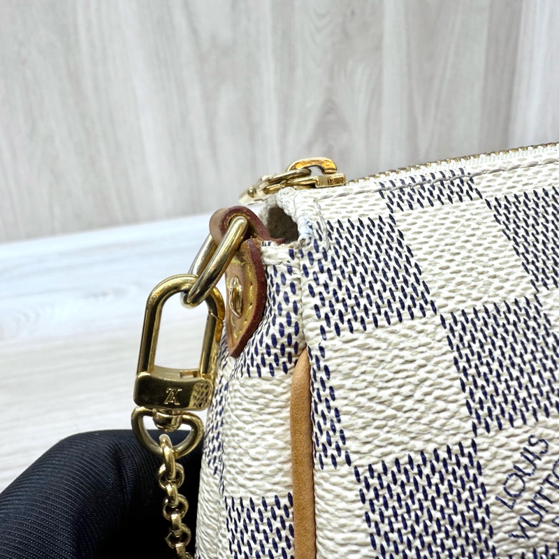 LV白Damier Azur Eva鏈條斜背包N55214-15