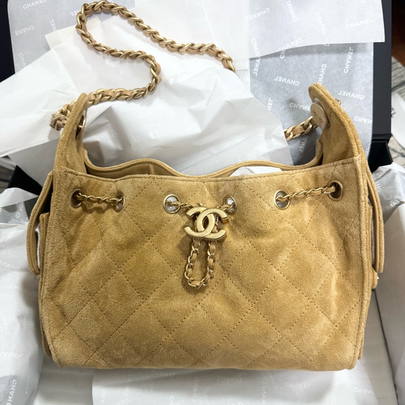 Chanel香奈兒26C限定麂皮黃色25bagmini迷你-0