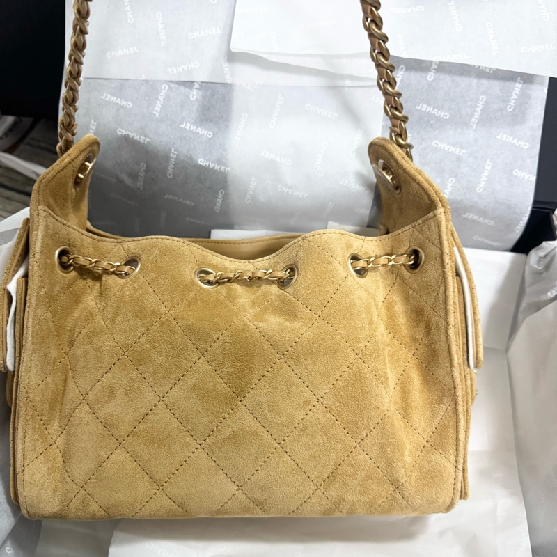 Chanel香奈兒26C限定麂皮黃色25bagmini迷你-1