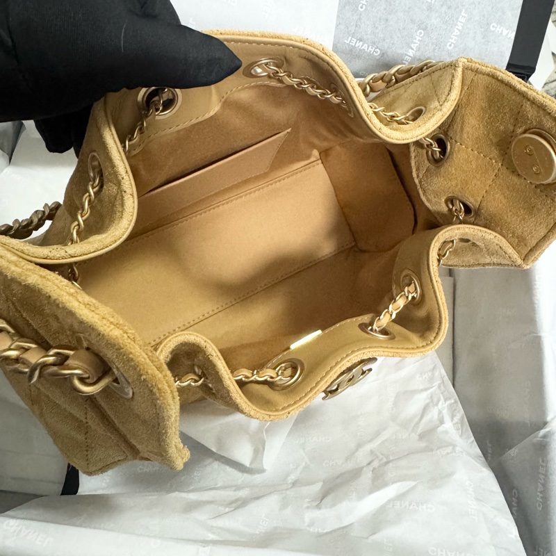 Chanel香奈兒26C限定麂皮黃色25bagmini迷你-5