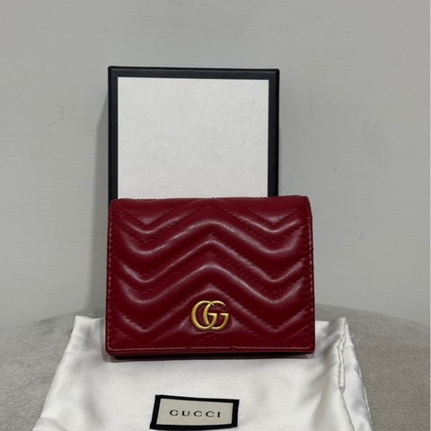 GUCCI Marmont 酒紅色短夾