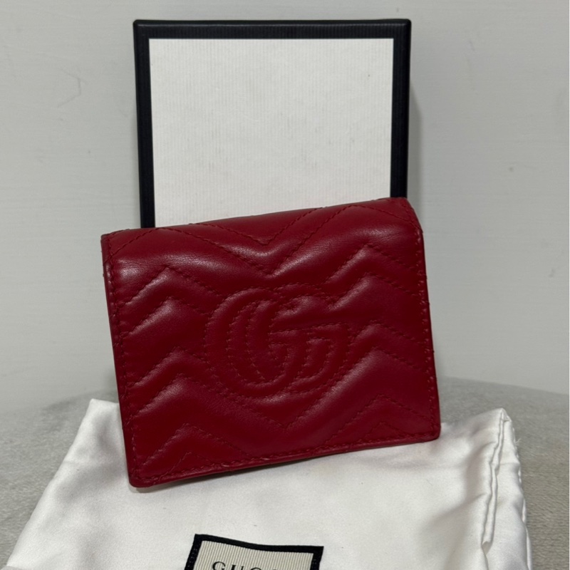 GUCCI Marmont 酒紅色短夾-1