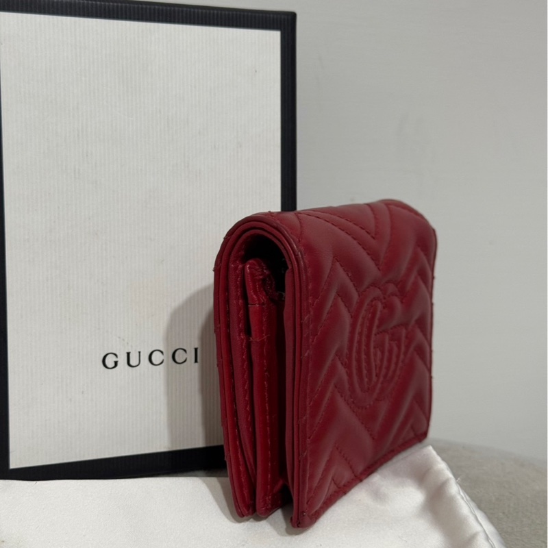 GUCCI Marmont 酒紅色短夾-2