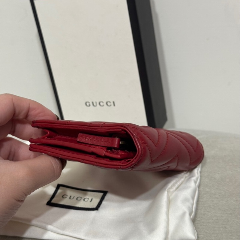 GUCCI Marmont 酒紅色短夾-3