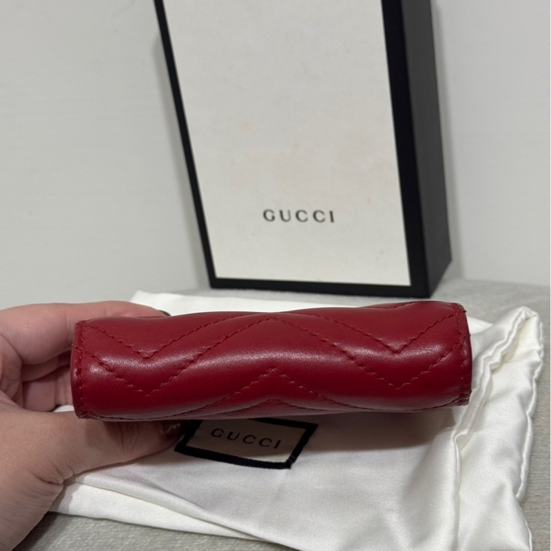 GUCCI Marmont 酒紅色短夾-4