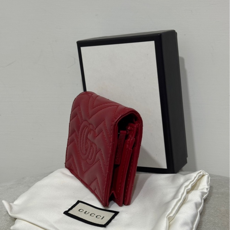 GUCCI Marmont 酒紅色短夾-5
