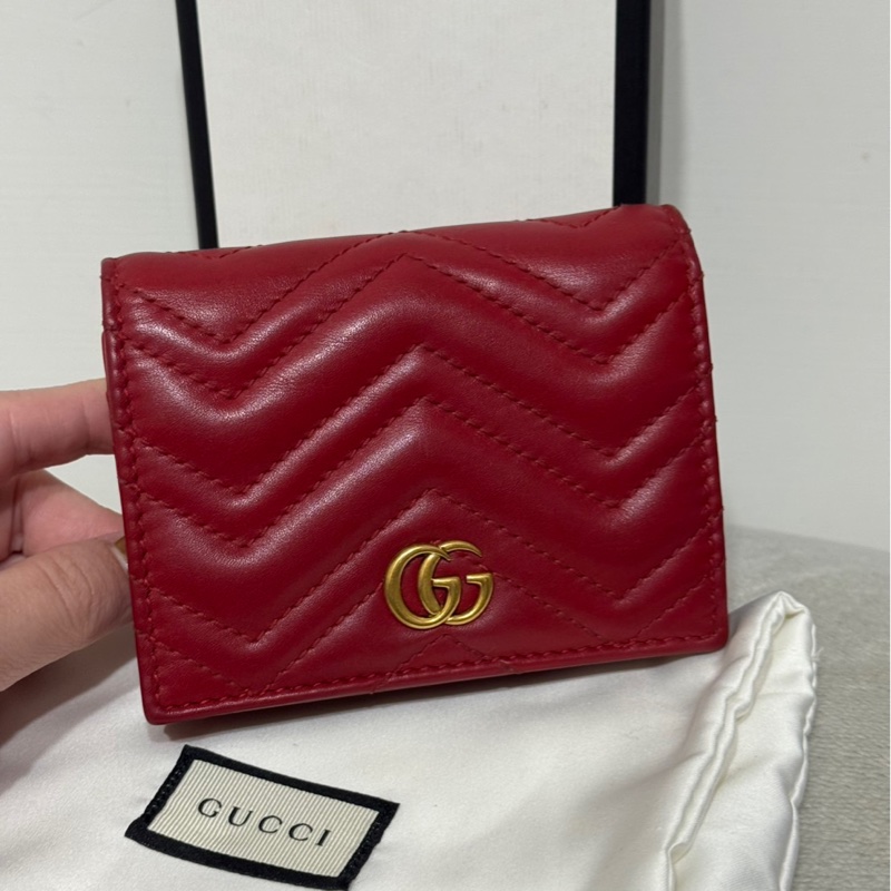 GUCCI Marmont 酒紅色短夾-7