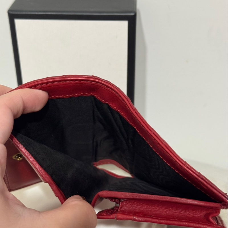 GUCCI Marmont 酒紅色短夾-10