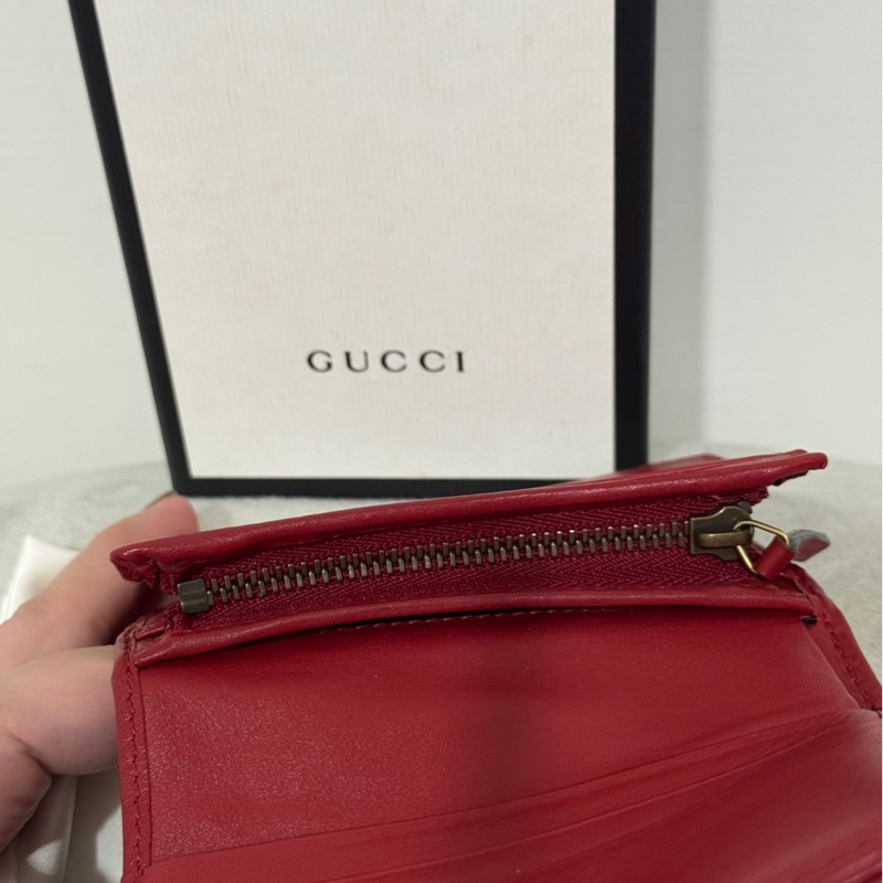 GUCCI Marmont 酒紅色短夾-11