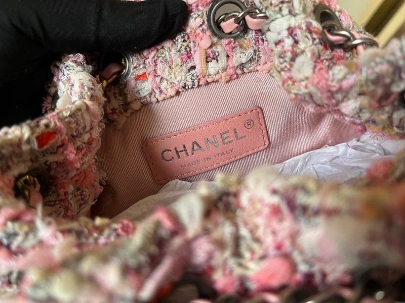 99新極稀品Chanel香奈兒 粗花呢小號流浪雙肩包-6