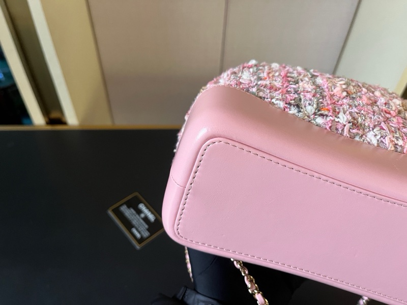 99新極稀品Chanel香奈兒 粗花呢小號流浪雙肩包-12