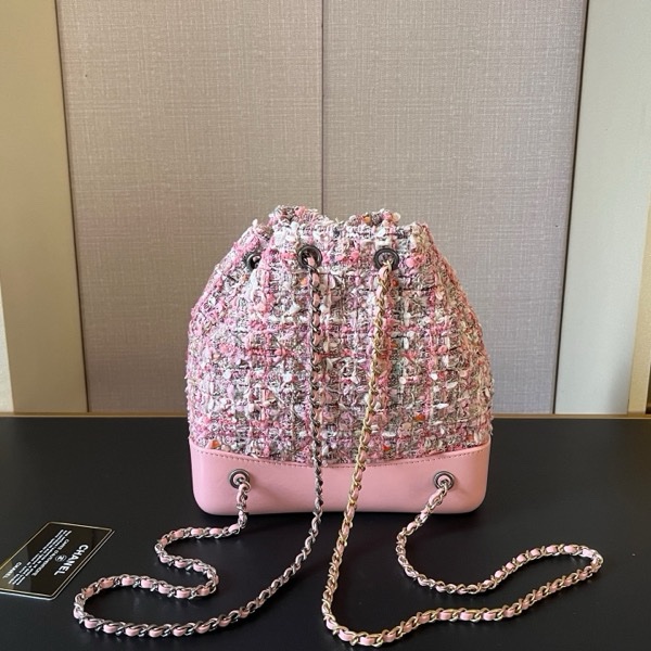 99新極稀品Chanel香奈兒 粗花呢小號流浪雙肩包-17