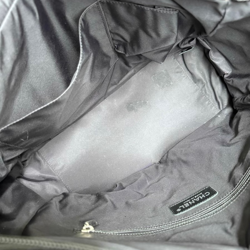 Chanel 中古黑色漆皮菱格紋單肩包托特包-7