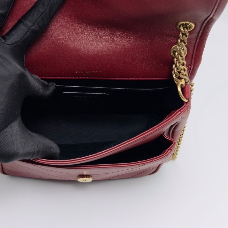 YSL酒紅色金扣新款 D扣niki小號肩背斜背包22*17*8 99新配件塵袋購證-2