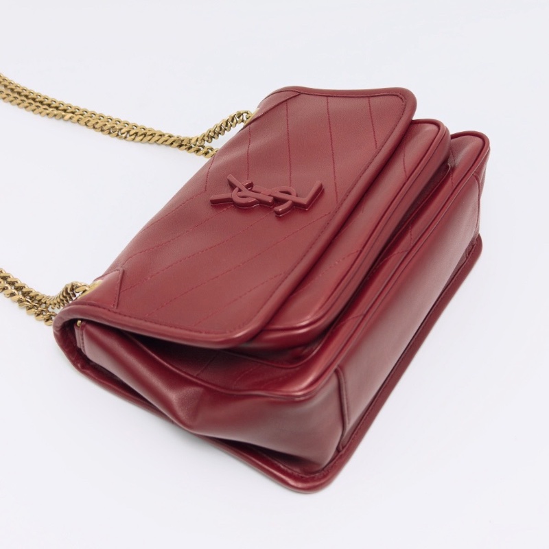 YSL酒紅色金扣新款 D扣niki小號肩背斜背包22*17*8 99新配件塵袋購證-3