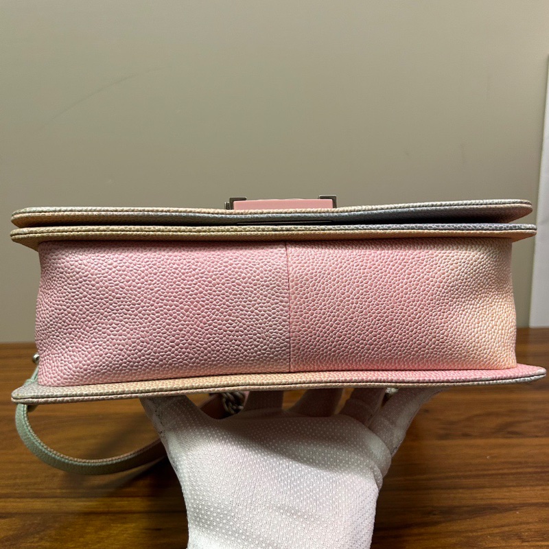 CHANEL Leboy漸變彩虹菱格紋牛皮銀扣肩背斜背包1eboy25*16*8.5 98新配件塵袋-4