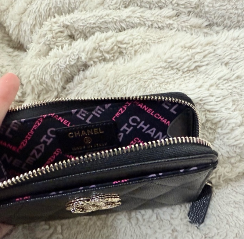 Chanel 香奈兒 L型拉鏈零錢卡包 零錢包 卡片包-1