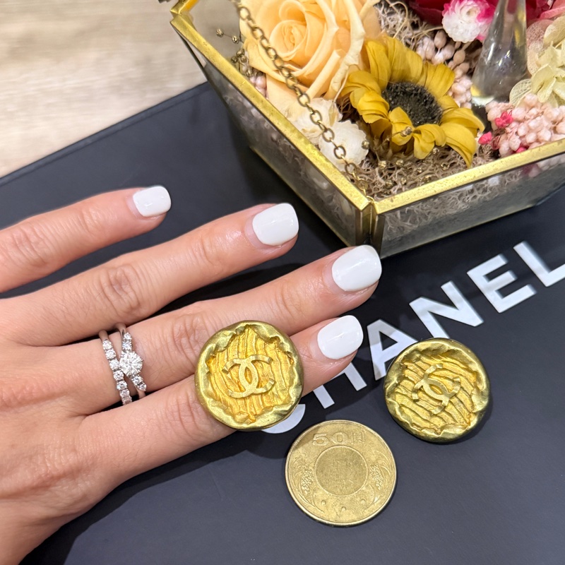 買耳環送項鍊🌙黃金持續漲📈非常值得買的香奈兒精緻工藝 1993年24k金 熔岩工藝系列-25