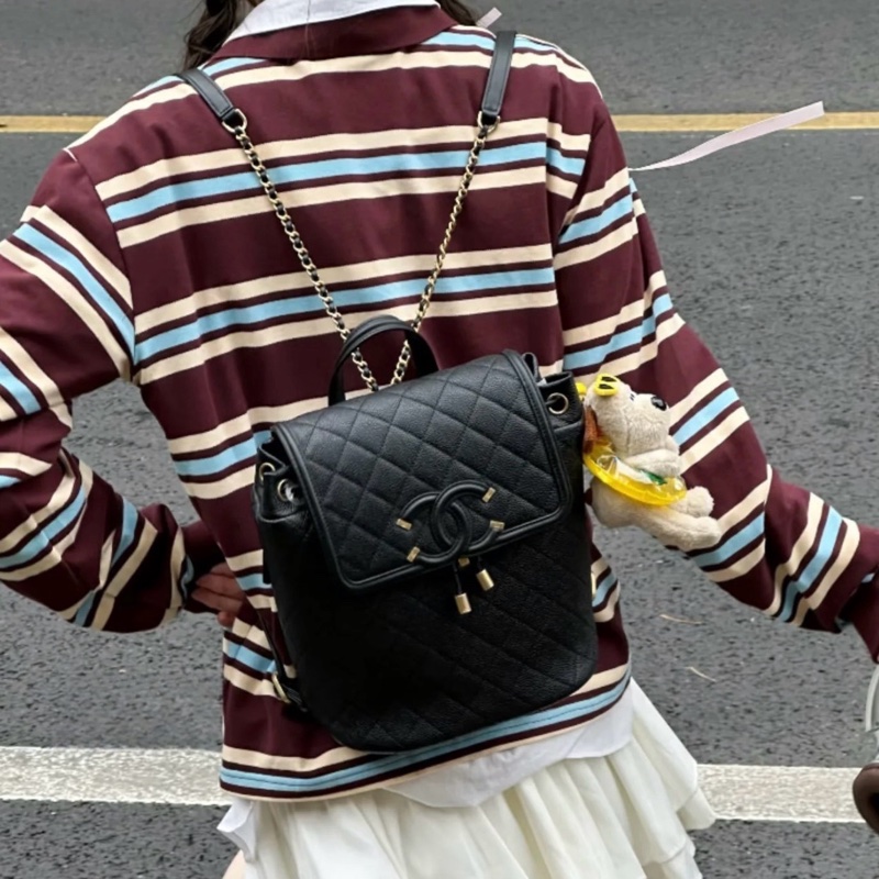 ✨Chanel 98新 雙C Vanity case 黑金後背包🖤-0