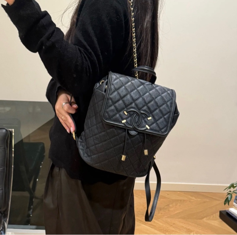 ✨Chanel 98新 雙C Vanity case 黑金後背包🖤-1