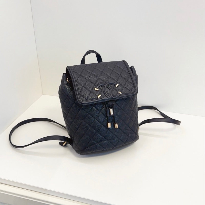 ✨Chanel 98新 雙C Vanity case 黑金後背包🖤-5