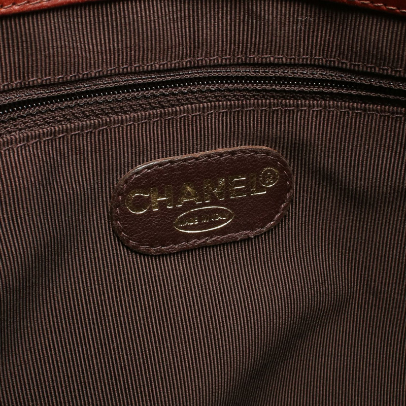 香奈兒 (CHANEL) 絎縫肩托特包,棕色皮革,二手,女士,金色五金,CC Coco標誌-3