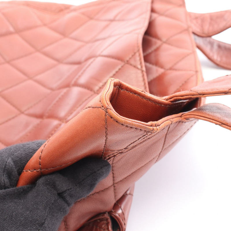 香奈兒 (CHANEL) 絎縫肩托特包,棕色皮革,二手,女士,金色五金,CC Coco標誌-7