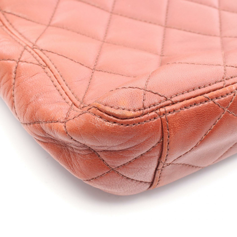 香奈兒 (CHANEL) 絎縫肩托特包,棕色皮革,二手,女士,金色五金,CC Coco標誌-8