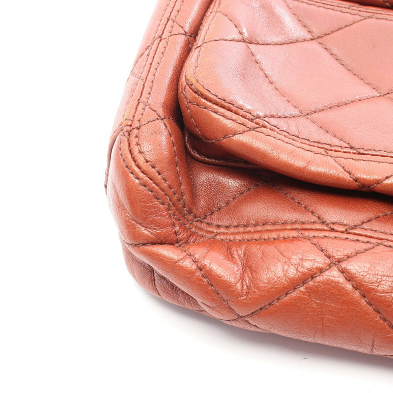 香奈兒 (CHANEL) 絎縫肩托特包,棕色皮革,二手,女士,金色五金,CC Coco標誌-9