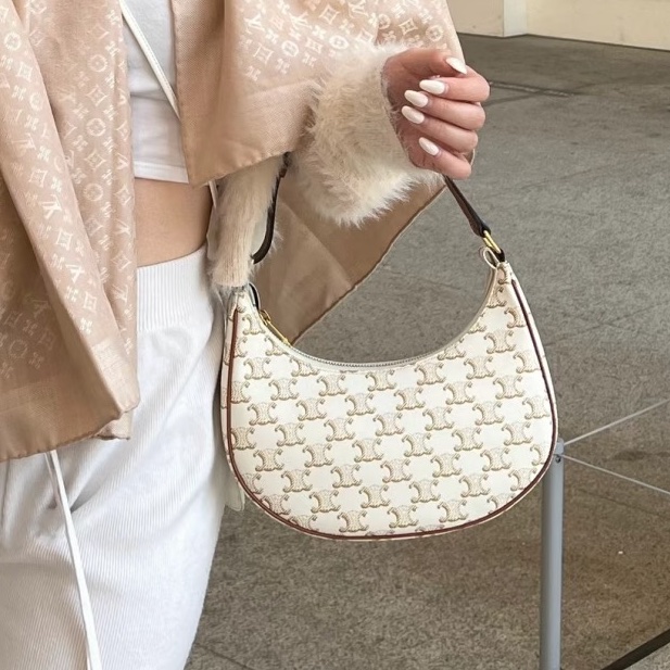 名媛千金味💎Celine賽琳凱旋門老花Hobo手提單肩包-0