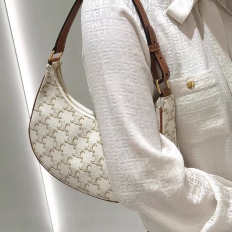 名媛千金味💎Celine賽琳凱旋門老花Hobo手提單肩包-3