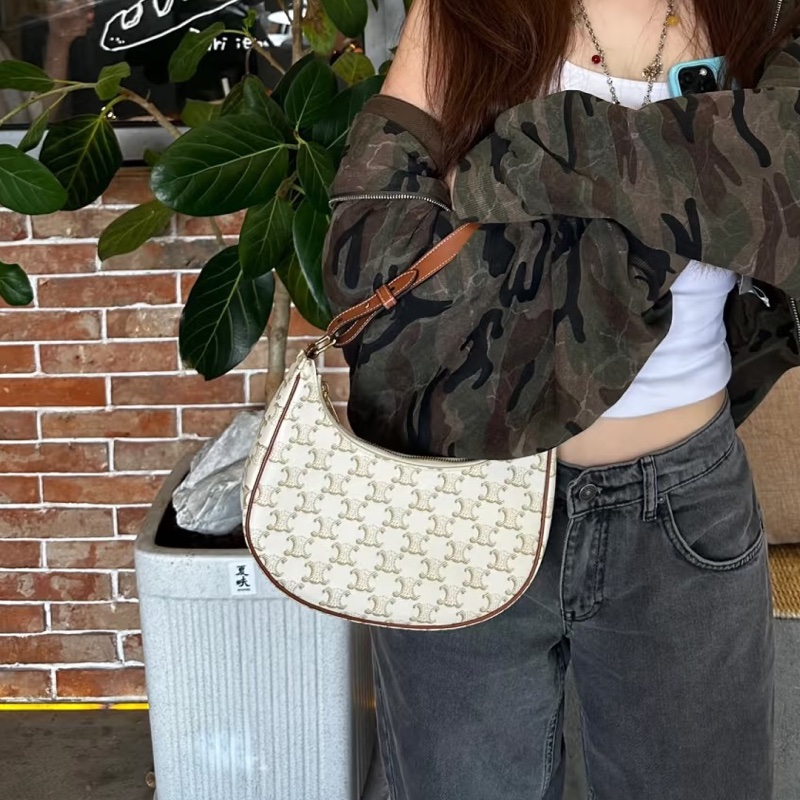 名媛千金味💎Celine賽琳凱旋門老花Hobo手提單肩包-5