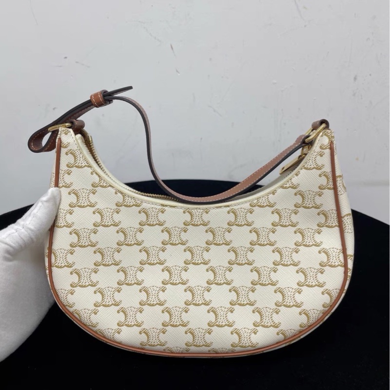 名媛千金味💎Celine賽琳凱旋門老花Hobo手提單肩包-8