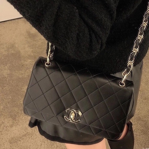 絕美藝術品🖼️ 99新🆕有購證❤️‍🔥Chanel香奈兒21C菱格紋flap bag 琺瑯扣鏈條包單肩斜挎包💎
