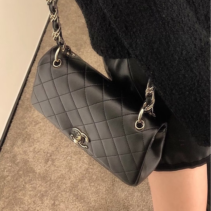 絕美藝術品🖼️ 99新🆕有購證❤️‍🔥Chanel香奈兒21C菱格紋flap bag 琺瑯扣鏈條包單肩斜挎包💎-8