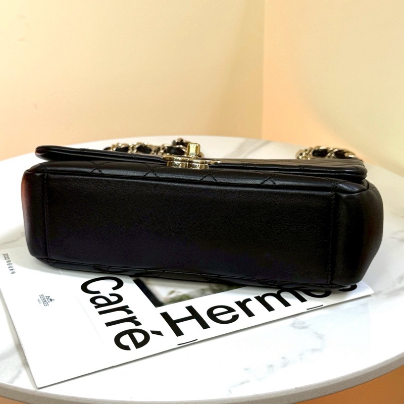 絕美藝術品🖼️ 99新🆕有購證❤️‍🔥Chanel香奈兒21C菱格紋flap bag 琺瑯扣鏈條包單肩斜挎包💎-14