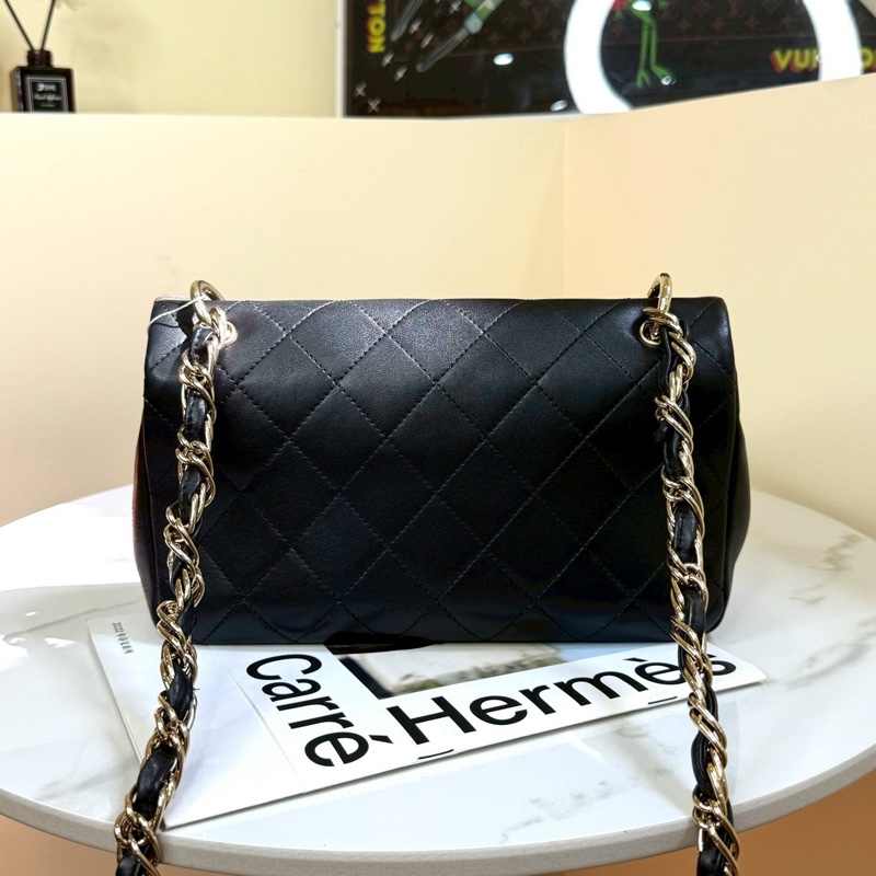 絕美藝術品🖼️ 99新🆕有購證❤️‍🔥Chanel香奈兒21C菱格紋flap bag 琺瑯扣鏈條包單肩斜挎包💎-15