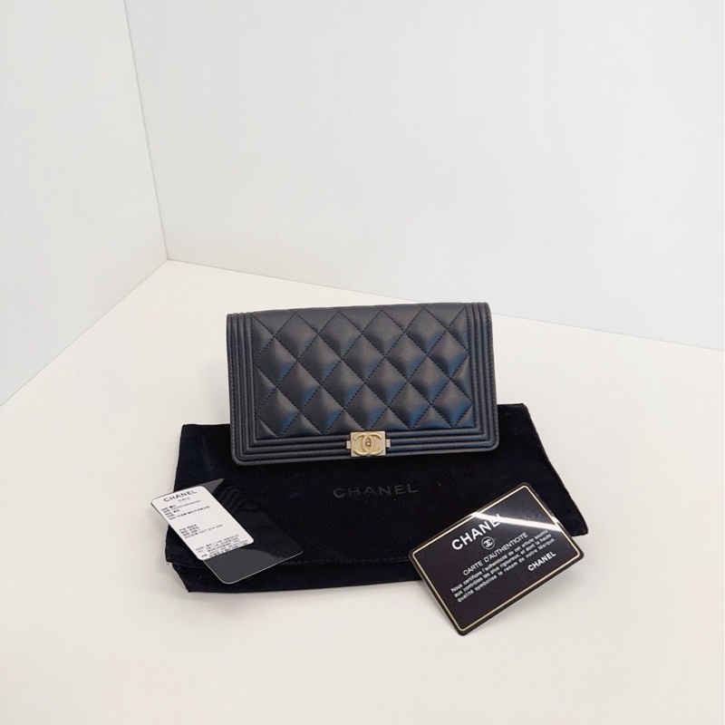 ✨Chanel Leboy 牛皮黑金錢包 送肩帶可放手機 閒置新 有保卡🖤-2