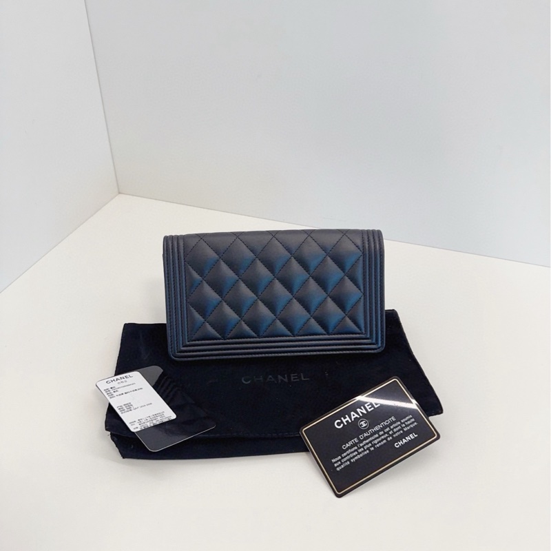 ✨Chanel Leboy 牛皮黑金錢包 送肩帶可放手機 閒置新 有保卡🖤-3