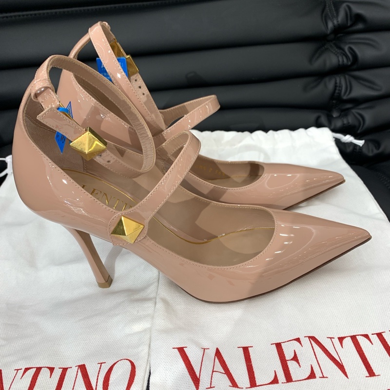 98新VALENTINO/華倫天奴 裸粉色漆皮高跟鞋 36.5碼 10cm高跟-2